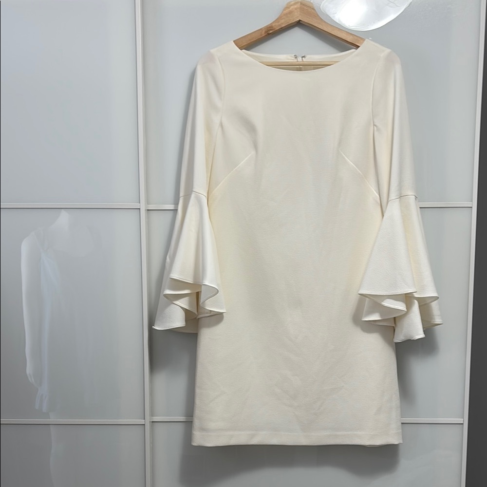 Eliza J Cream Sheath Dress with Bell Sleeves